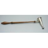 A silver candle snuffer, London 1979, 25cm
