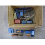 A collection of Hornby Dublo model rail, mainly track and some boxed wagons and accessories,