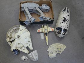 Kenner Star Wars playset vehicles, At-At, Millennium Falcon, X-Wing (unchecked, may have parts