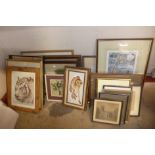 Assorted watercolours and prints