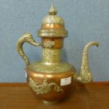 A Chinese copper and metal ewer