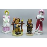 Two Royal Doulton figures, one a/f and two Hummel figures