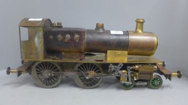 A 3½" live steam scratch built locomotive, unfinished project, 53cm