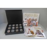 A Warriors of the Ancient World twelve coin set, cased with certificates