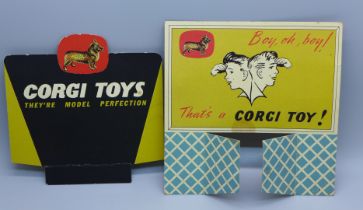 Two Corgi Toys original 1960's display cards