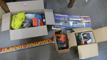 A large collection of Hornby OO gauge model rail, locomotives including Flying Scotsman,
