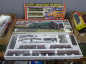 Three 00 gauge model rail sets; Flying Scotsman, Inter-City 125 and one other
