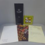 Signed First Class menus by Edward Woodward, Ernie Wise, Glynis Johns, Penelope Keith, etc.