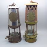 Two miner's lamps; Hailwood & Ackroyd and Proctor Lamp & Lighting