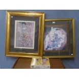 Two Gustav Klimt prints and a "The Kiss" jigsaw