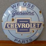 An enamelled circular Chevrolet advertising sign