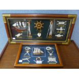 Two framed nautical knot dioramas