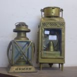 Two vintage brass lanterns