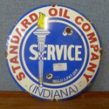 An enamelled circular Standard Oil Company advertising sign