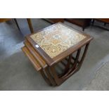 A G-Plan Astro teak and tiled top nest of tables