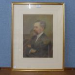 English School, portrait of a gentleman, watercolour, framed