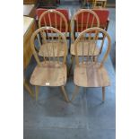 A set of four Ercol elm and beech Windsor chairs