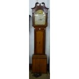 An 18th Century inlaid oak and mahogany 8-day longcase clock, the painted arched dial signed H. Cox,