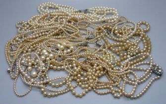 Faux pearl necklaces