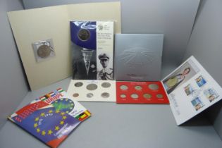 A collection of coins including His Royal Highness The Prince Philip, Duke of Edinburgh, 90th