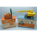 A Dinky Toys no.14C Coventry Climax Fork Lift Truck and Dinky Supertoys no.571 Coles Mobile Crane