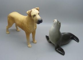 A Beswick model dog, Champion Ruler of Ouborough and a USSR model seal