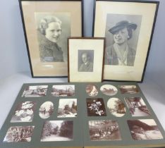 An album of cabinet cards and three framed portrait photographs