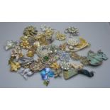 A collection of brooches