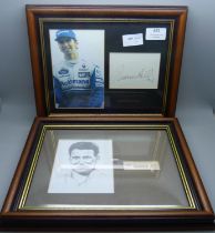 Two framed and mounted photographs and autographs, Harold Larwood and Damon Hill