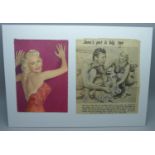 A Jane Mansfield and Mickey Hargitay (husband) autographed clipping