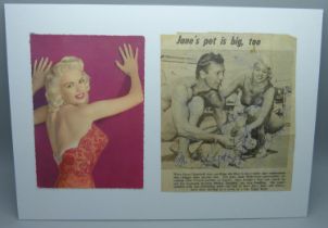 A Jane Mansfield and Mickey Hargitay (husband) autographed clipping