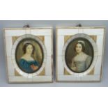 A pair of bone framed portrait miniatures