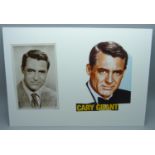 A Cary Grant autographed card and cutting