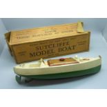 A Sutcliffe model boat, box a/f