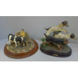 A Regency Fine Arts farmyard scene and one other dog figure group