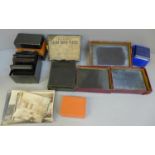 Five boxes of glass negatives, Edwardian scenes, railway station, races, offices, etc., a box of