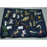 Twenty nine animal and insect brooches