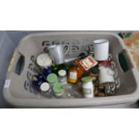 A box of chemist bottles, some with contents plus lab bottles, jars, etc. **PLEASE NOTE THIS LOT