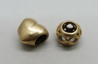 Two 14ct gold Pandora charms, 4.1g