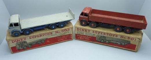 A Dinky Supertoys no.503 Foden flat truck and no.501 Foden Diesel 8-wheel wagon