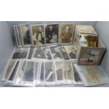 Postcards; a box of postcards with over fifty cards of vicars, archbishops, etc., (mainly