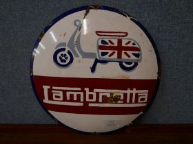 An enamelled Lambretta advertising sign