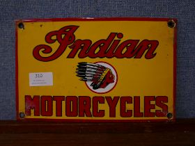 An enamelled Indian Motorcycles advertising sign