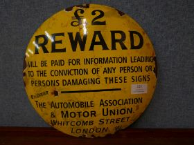 An enamelled Automobile Association & Motor Union sign