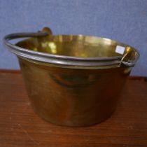 A Victorian brass jam pan