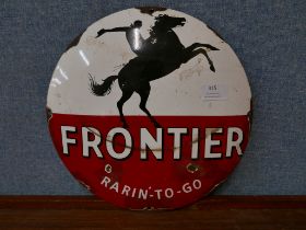 An enamelled Frontier advertising sign