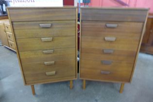 A pair of Uniflex teak chests of drawers