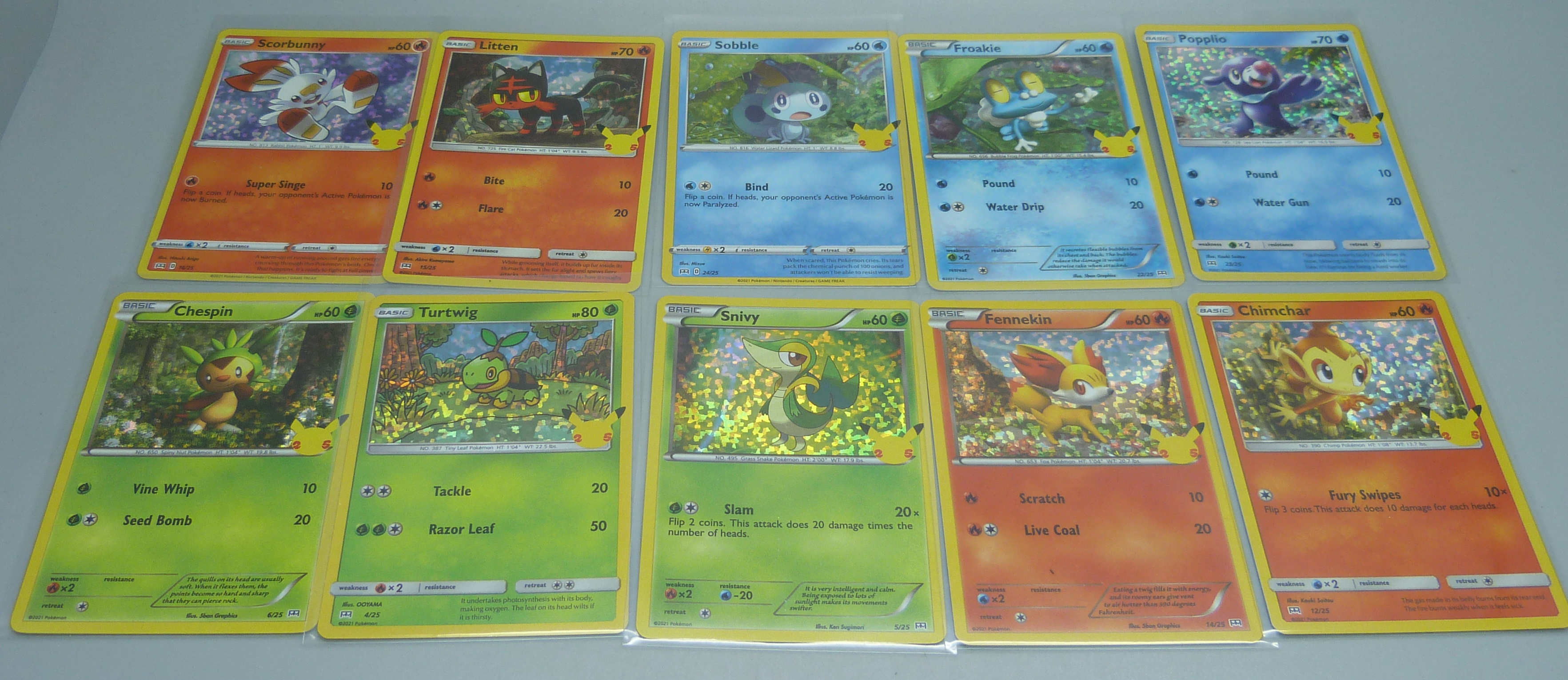 Ten 25th Anniversary McDonald's Holo Pokemon cards