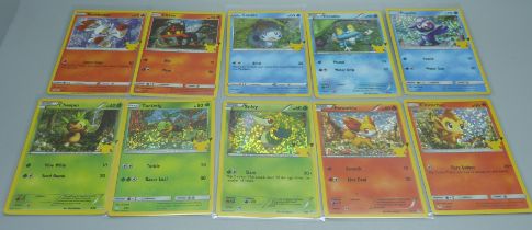 Ten 25th Anniversary McDonald's Holo Pokemon cards