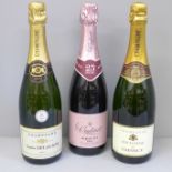 Three bottles of Champagne, Oudinot, Antoine de Clevecy and Louis Delaunay